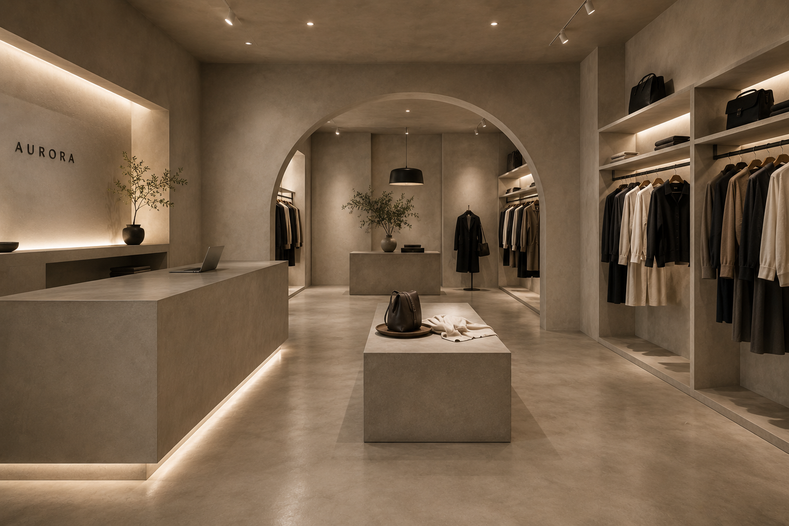 Boutique en Marbella con suelo continuo de microcemento