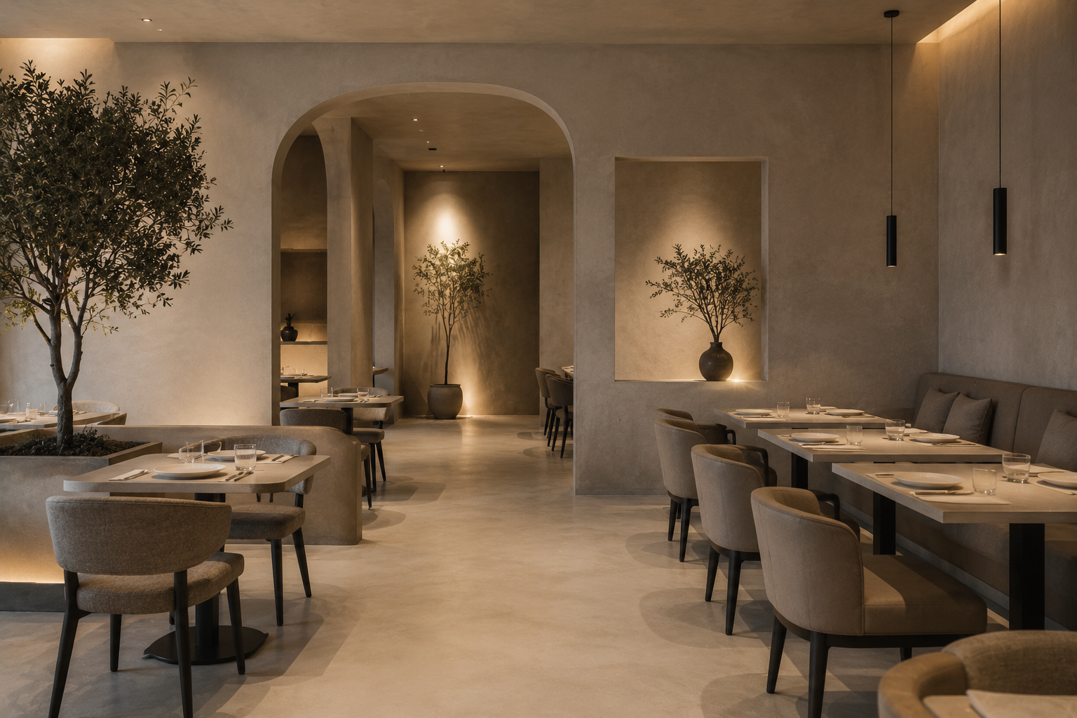 Restaurante en Marbella con pavimento de microcemento