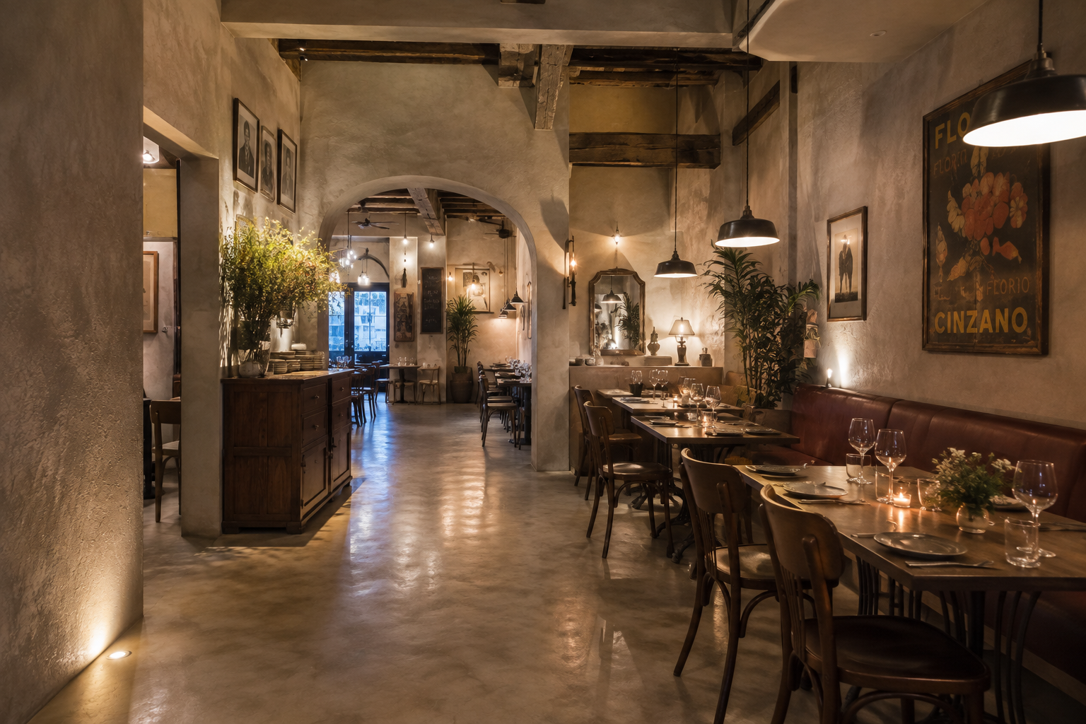 Local de hostelería decorado con microcemento en Marbella
